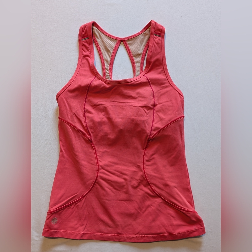 Athleta Power Up Workout Tank Top with Built-In Bra | Size XS | Coral Pink